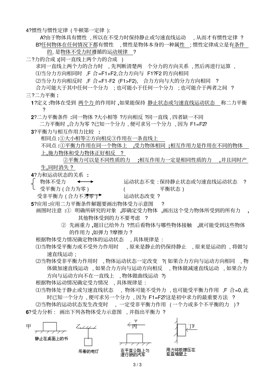 力力与运动复习提纲_第3页