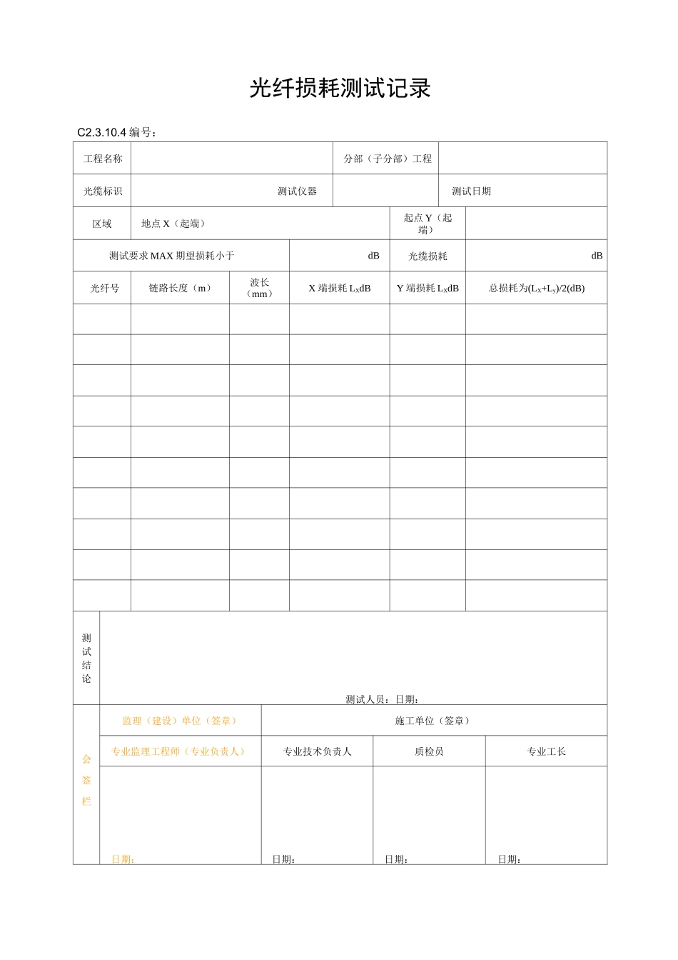 光纤损耗测试记录_第1页