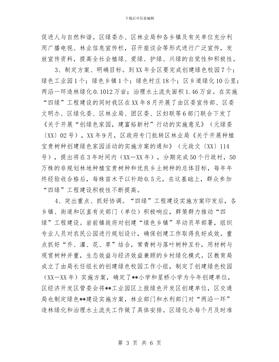 城乡绿化一体化四绿工程建设自查报告与城乡联建工作总结汇编_第3页