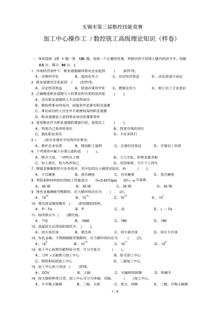 加工中心数控铣样卷