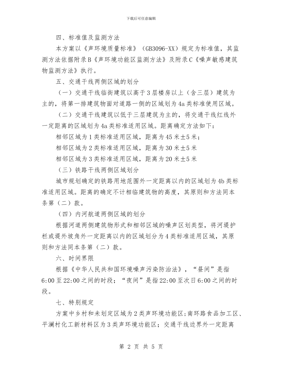 城市区域环境噪声功能区划定方案与城市建设工作自查报告汇编_第2页