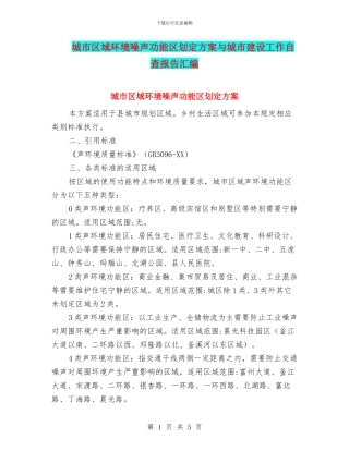 城市区域环境噪声功能区划定方案与城市建设工作自查报告汇编