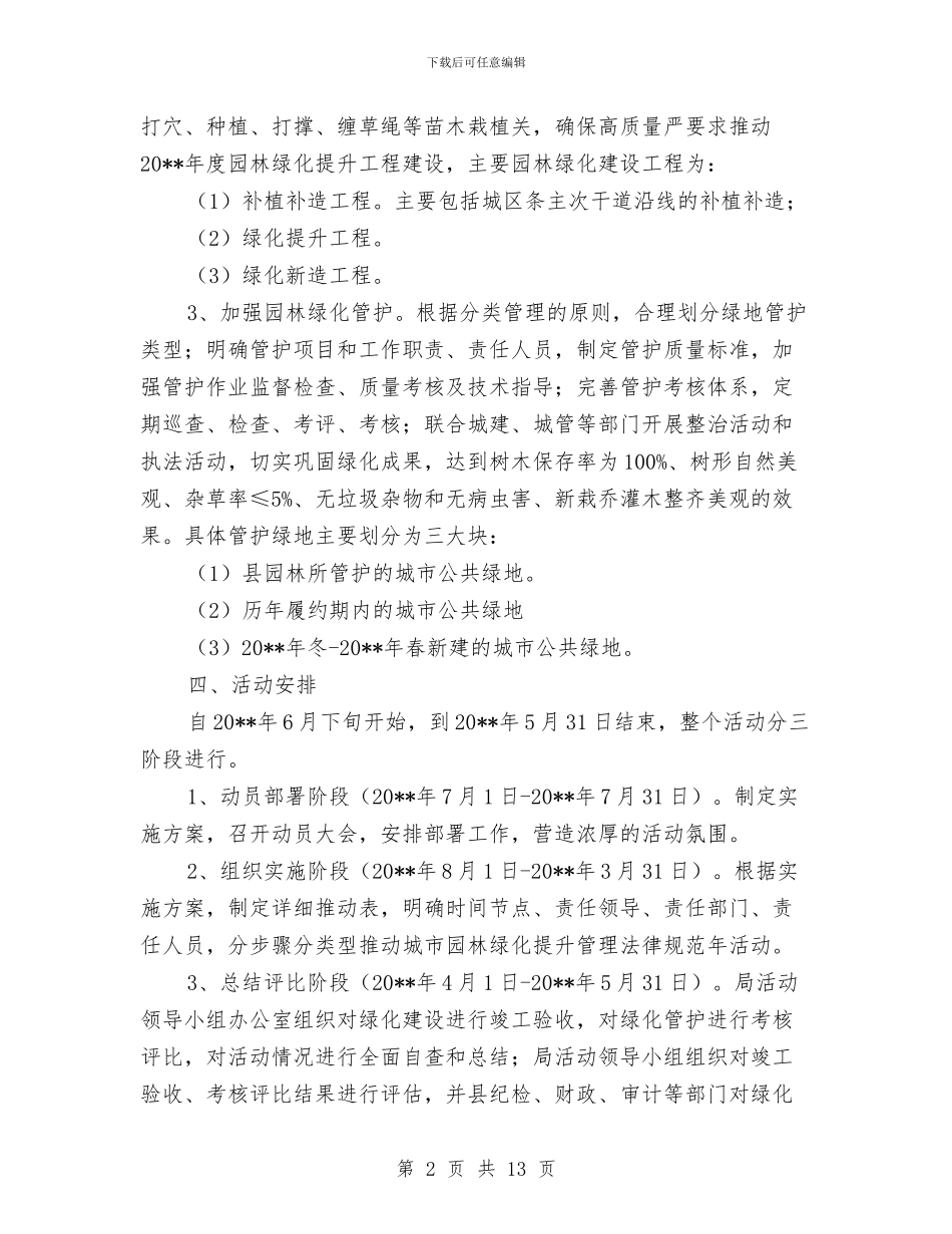 城市园林绿化提升管理方案与城市建设管理工作情况的报告汇编_第2页