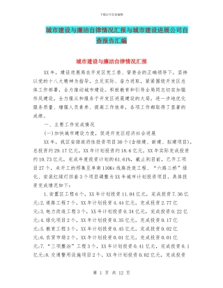 城市建设与廉洁自律情况汇报与城市建设发展公司自查报告汇编