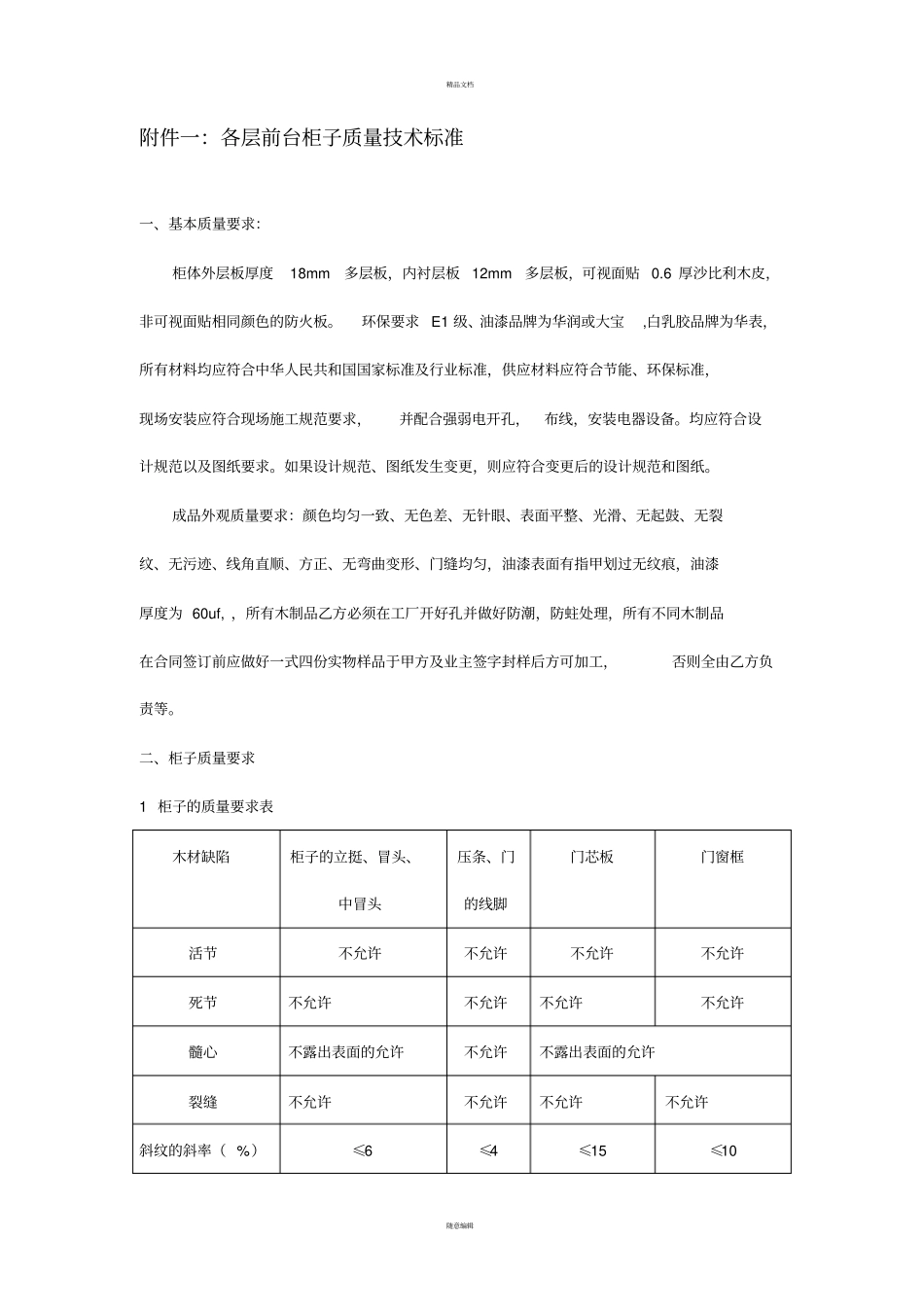 加工柜子的技术标准_第1页