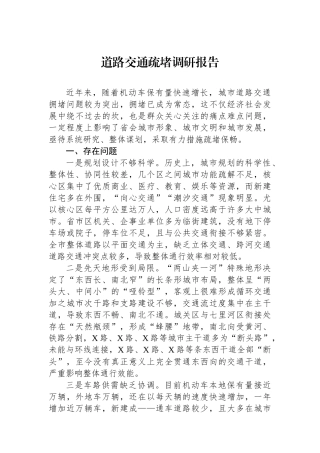道路交通疏堵调研报告