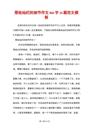 那些灿烂的细节作文800字10篇范文模板