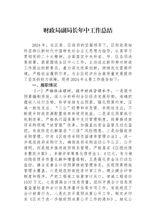 财政局副局长年中工作总结