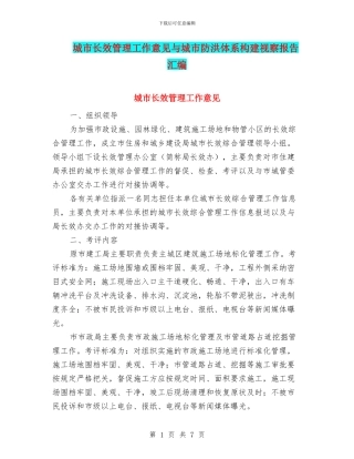 城市长效管理工作意见与城市防洪体系构建视察报告汇编