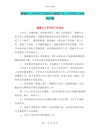 城建办上半年的工作总结与城建卫生上半年的工作总结汇编.doc