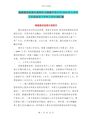 城建建设发展自查报告与城建开发公司2024年上半年工作总结及下半年工作计划汇编