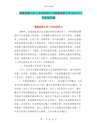 城建监察大队工作总结范文与城建监察工作2024年工作总结汇编