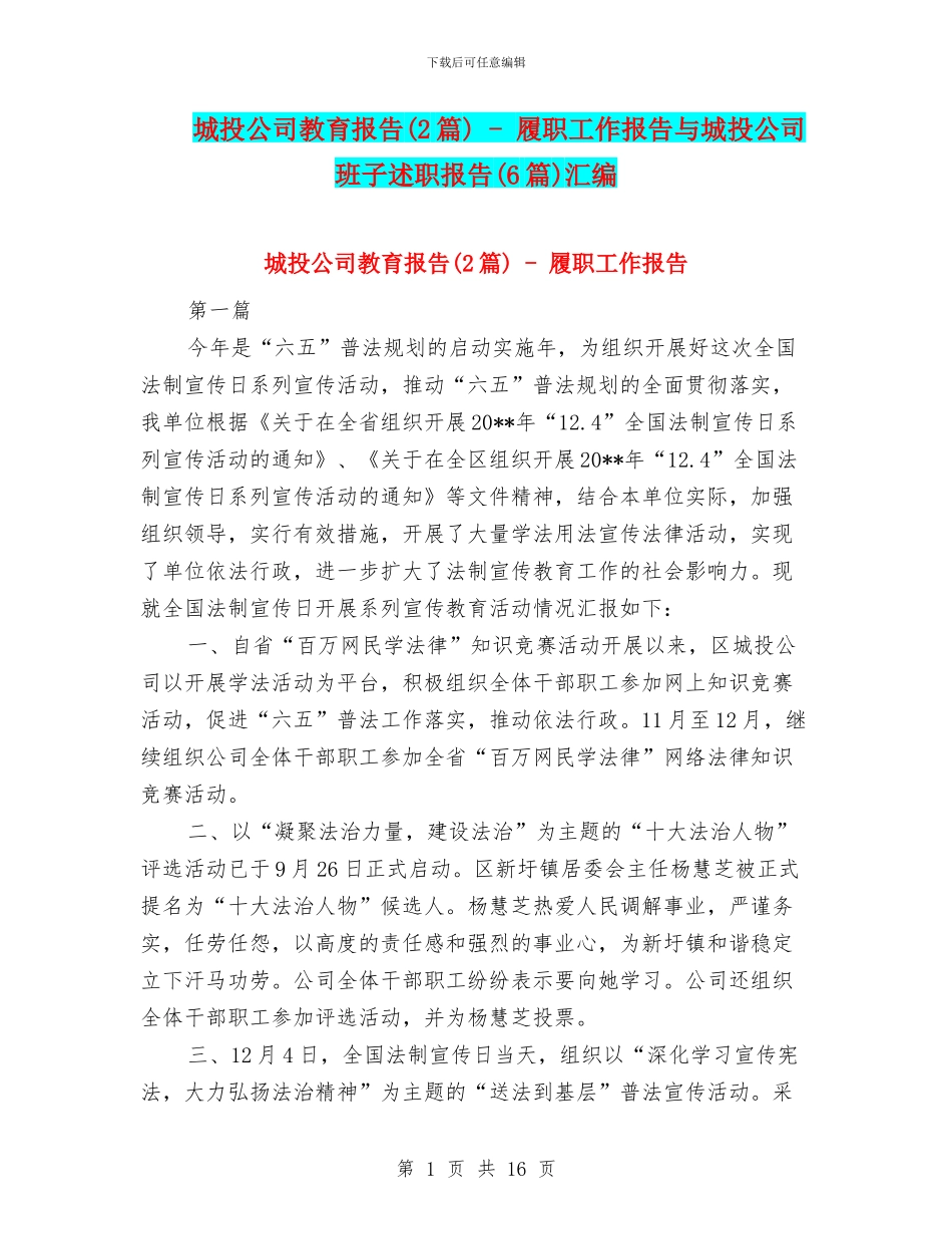 城投公司教育报告_第1页