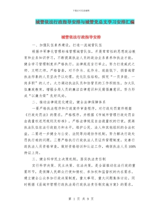 城管依法行政指导安排与城管党总支学习安排汇编