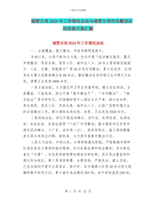 城管分局2024年工作情况总结与城管分局作风整训活动实施方案汇编