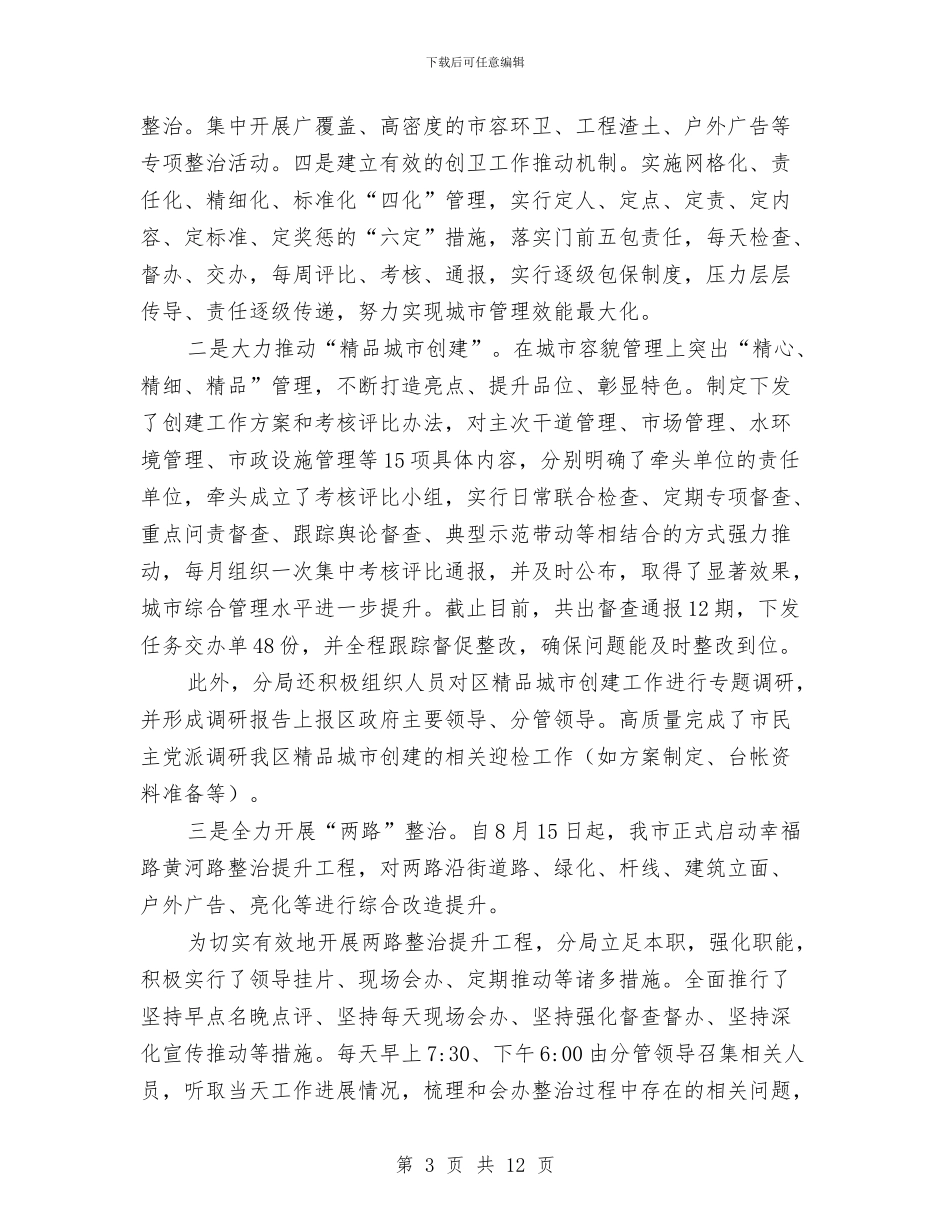 城管分局2024年工作情况总结与城管分局依法行政承诺整改工作报告汇编_第3页