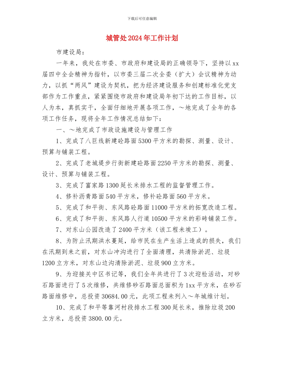 城管办创建文明城市工作方案与城管处2024年工作计划汇编_第3页