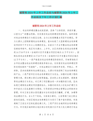 城管局2024年上年工作总结与城管局2024年上年工作总结及下年工作计划汇编