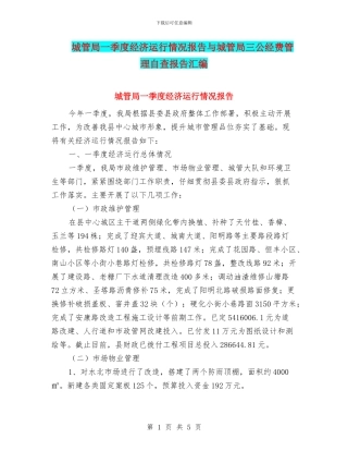 城管局一季度经济运行情况报告与城管局三公经费管理自查报告汇编