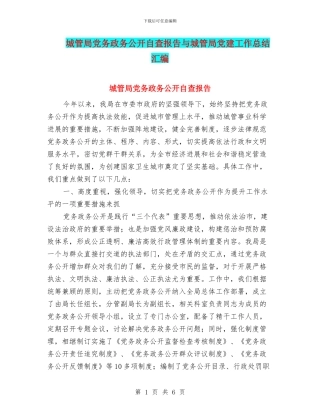 城管局党务政务公开自查报告与城管局党建工作总结汇编
