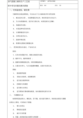 加气砖存在的问题点滴及解决措施