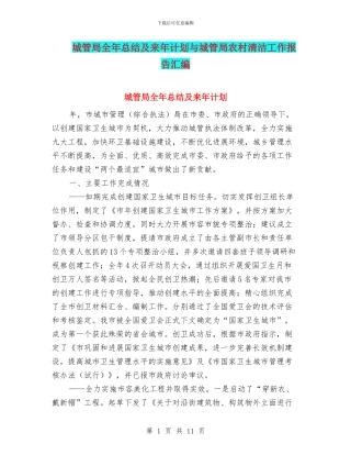城管局全年总结及来年计划与城管局农村清洁工作报告汇编