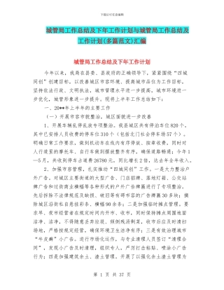 城管局工作总结及下年工作计划与城管局工作总结及工作计划汇编