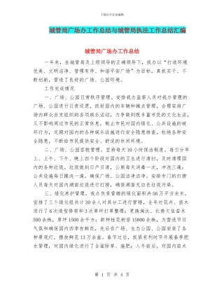 城管局广场办工作总结与城管局执法工作总结汇编