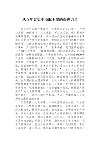 从百年党史中汲取不竭的奋进力量