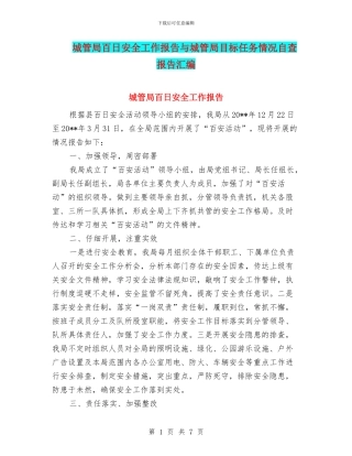 城管局百日安全工作报告与城管局目标任务情况自查报告汇编