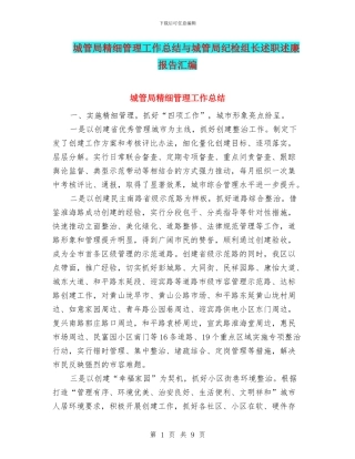 城管局精细管理工作总结与城管局纪检组长述职述廉报告汇编