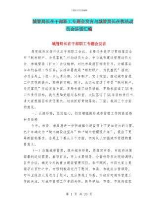 城管局长在干部职工专题会发言与城管局长在执法动员会讲话汇编