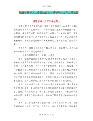 城管年终个人工作总结范文与城管年终工作总结汇编