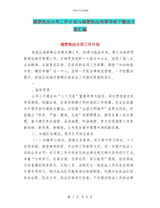 城管执法分局工作计划与城管执法局领导班子整改方案汇编