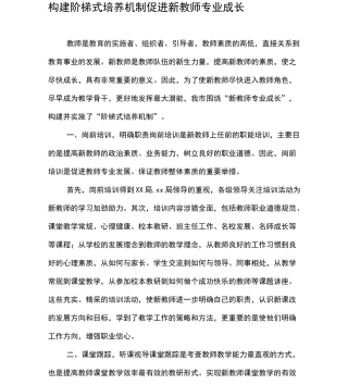 构建阶梯式培养机制促进新教师专业成长
