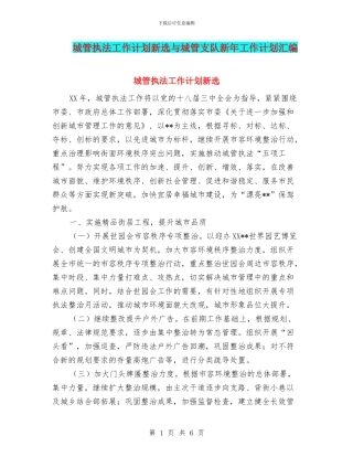 城管执法工作计划新选与城管支队新年工作计划汇编