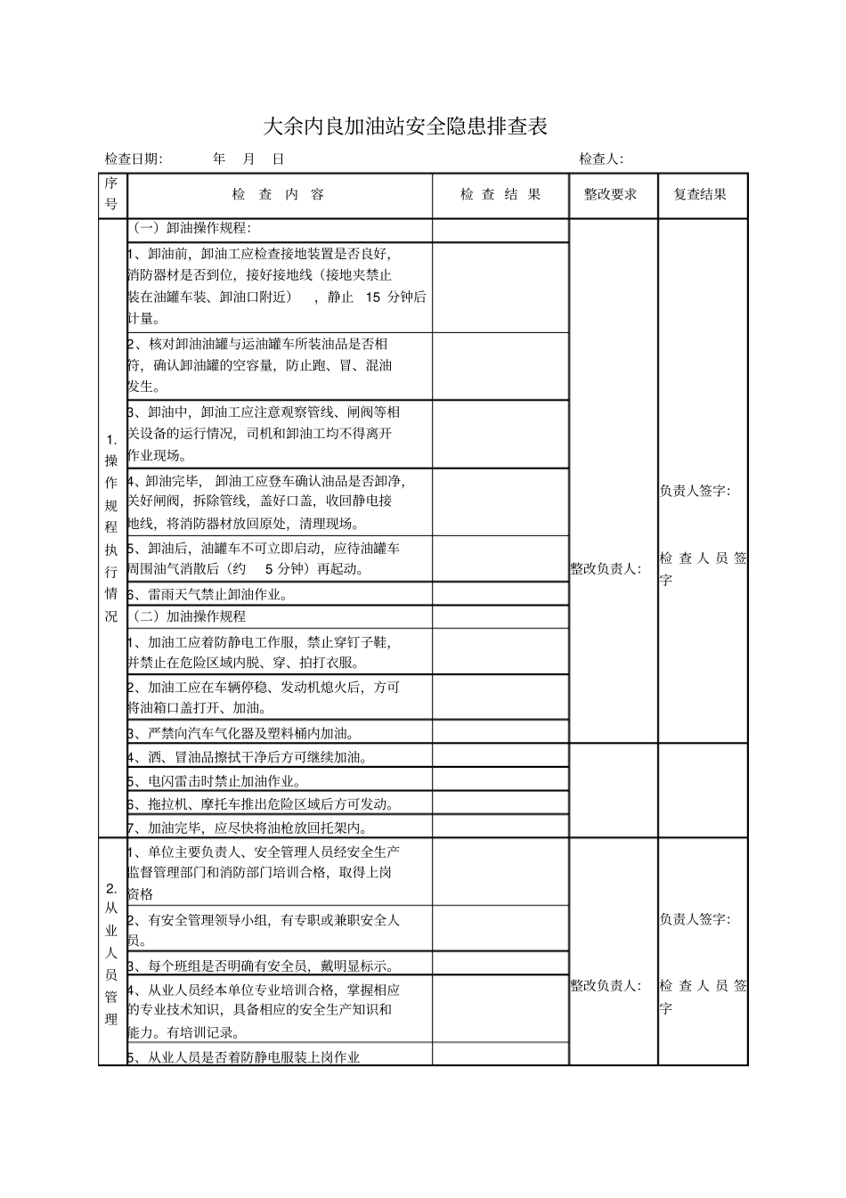 加油站安全隐患排查表_第1页