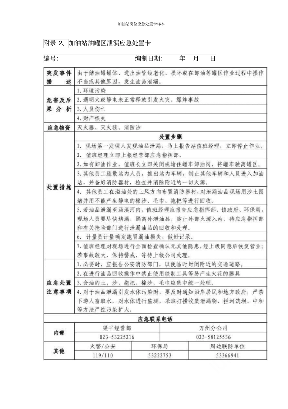加油站岗位应急处置卡样本_第3页