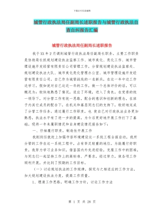城管行政执法局任副局长述职报告与城管行政执法自查自纠报告汇编