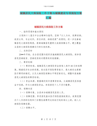 城镇居民大病保险工作方案与城镇建设专项规划方案汇编