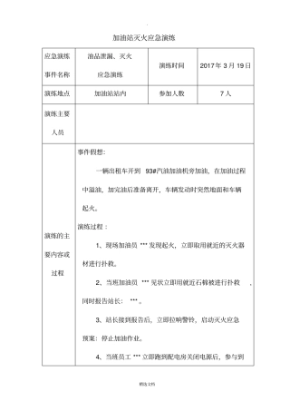 加油站油品泄漏、灭火应急预案演练记录
