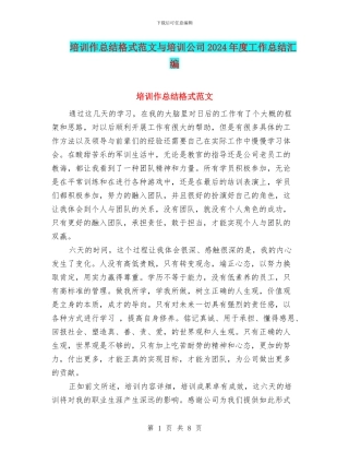 培训作总结格式范文与培训公司2024年度工作总结汇编