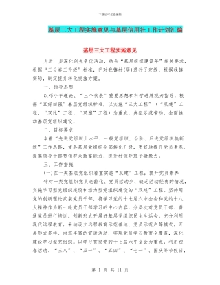 基层三大工程实施意见与基层信用社工作计划汇编