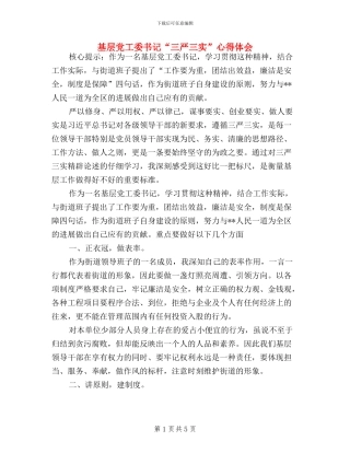 基层党工委书记“三严三实”心得体会