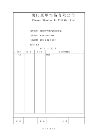 加热炉天然气应急预案