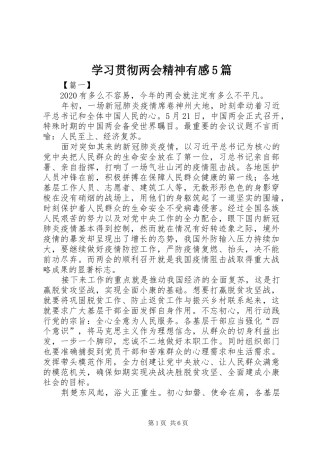 学习贯彻两会精神有感5篇