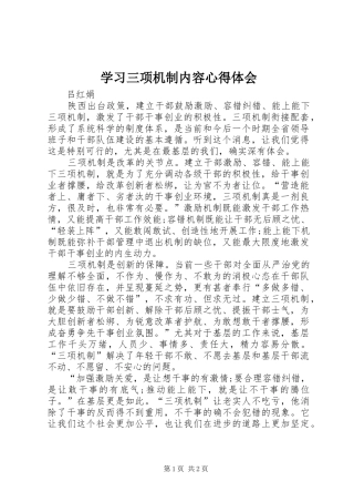 学习三项机制内容心得体会