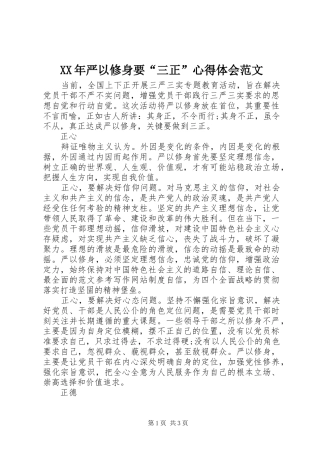 XX年严以修身要“三正”心得体会范文