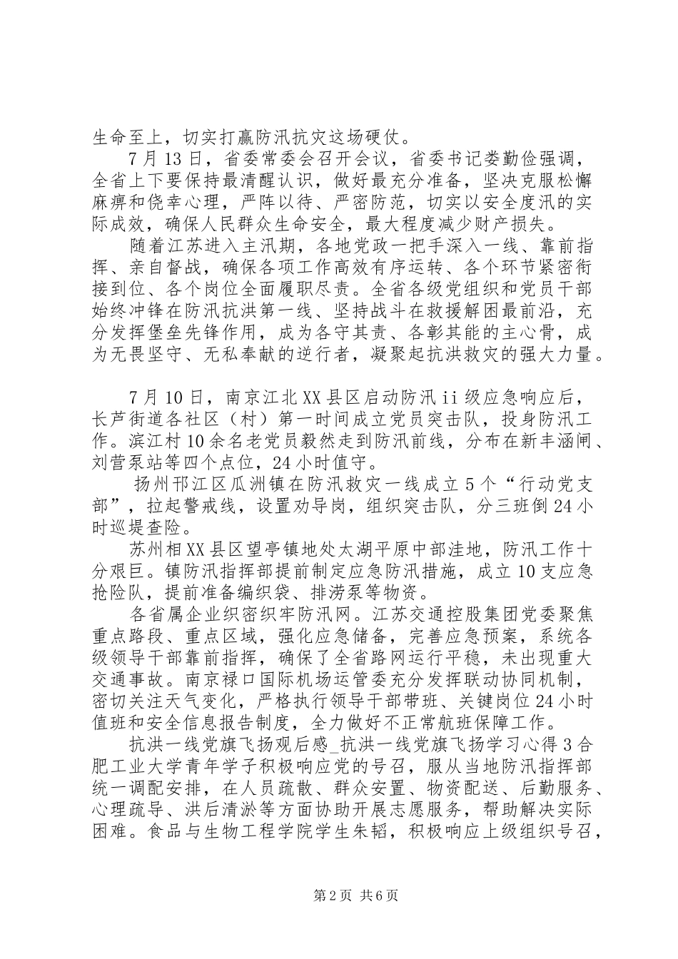 20XX年抗洪一线党旗飞扬观后感_第2页