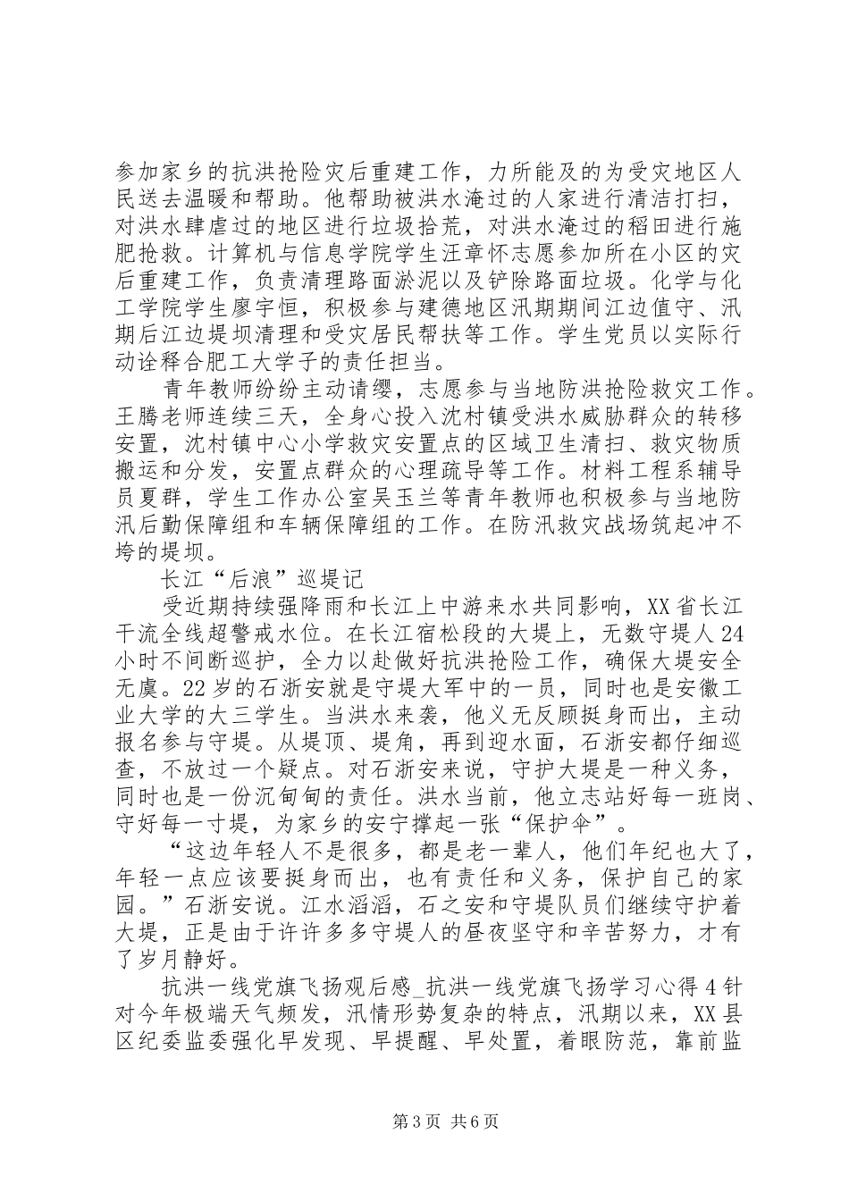20XX年抗洪一线党旗飞扬观后感_第3页